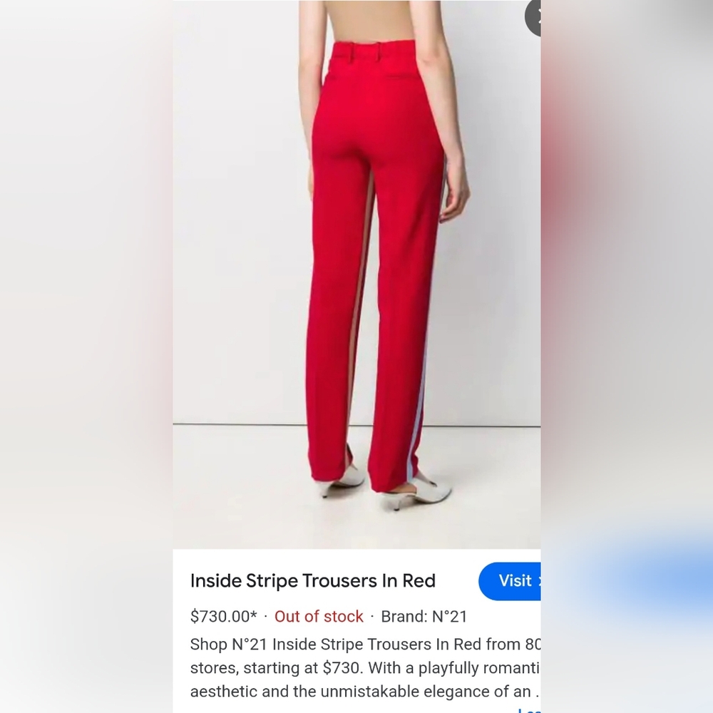 N°21 Inside Stripe Trousers In Red Size 38 - Picture 8 of 14